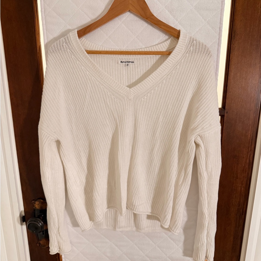 Reformation V-Neck Gossamer Sweater